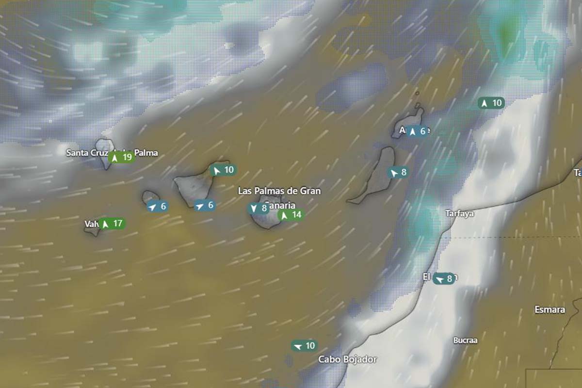 Mapa de la evolución de la borrasca en Canarias - AEMET
