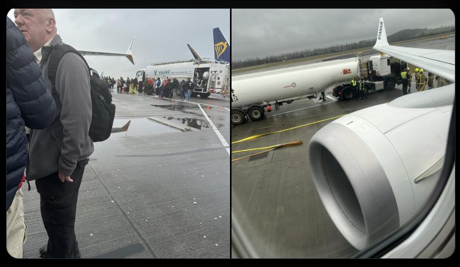 Momentos posteriores al impacto del avión de Ryanair