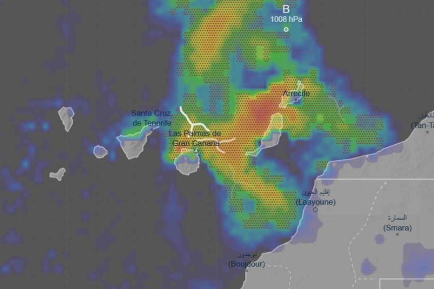 Mapa de la borrasca Emilia en Canarias - AEMET