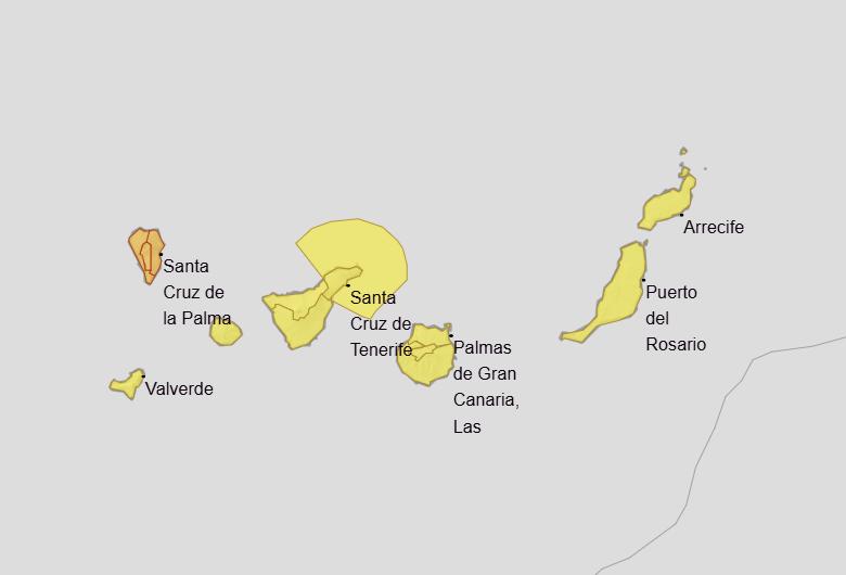 Avisos de la AEMET activados en Canarias - AEMET