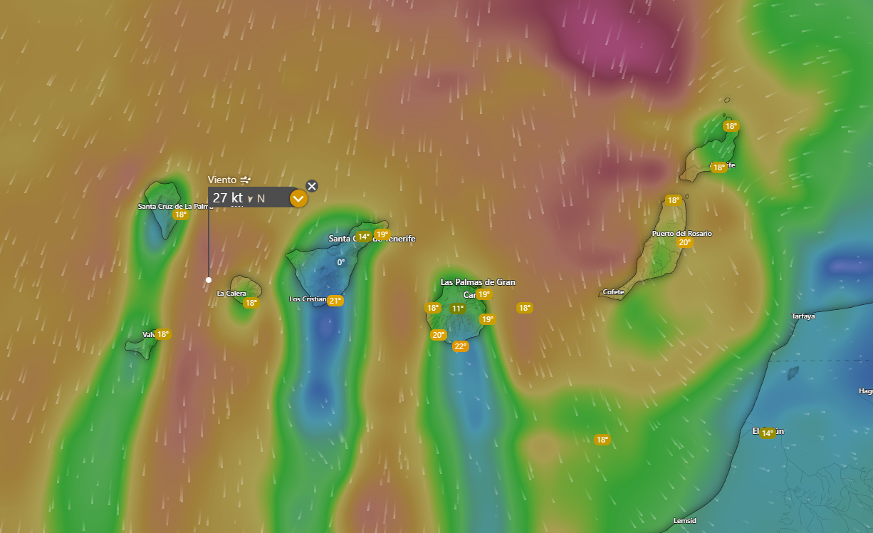 Mapa del viento en Canarias - AEMET