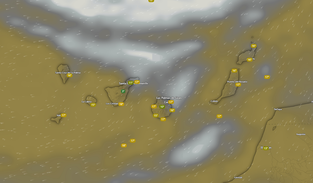 Costa y cumbres de Canarias con fuerte viento y mar alterada bajo aviso amarillo activado por AEMET para este domingo con rachas intensas