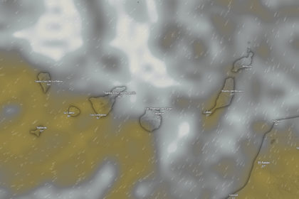 Mapa meteorológico de Canarias con avisos amarillos activados por viento fuerte coincidiendo con el inicio de los carnavales en Santa Cruz de Tenerife.