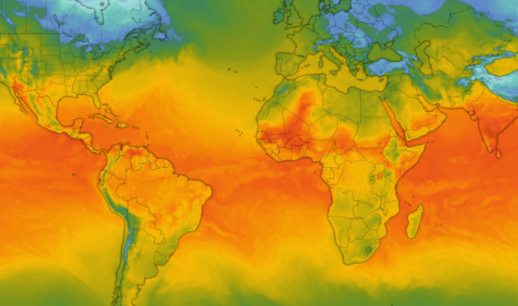Mapa térmico del océano Pacífico ecuatorial mostrando el calentamiento anómalo de las aguas asociado al fenómeno de El Niño para los científicos