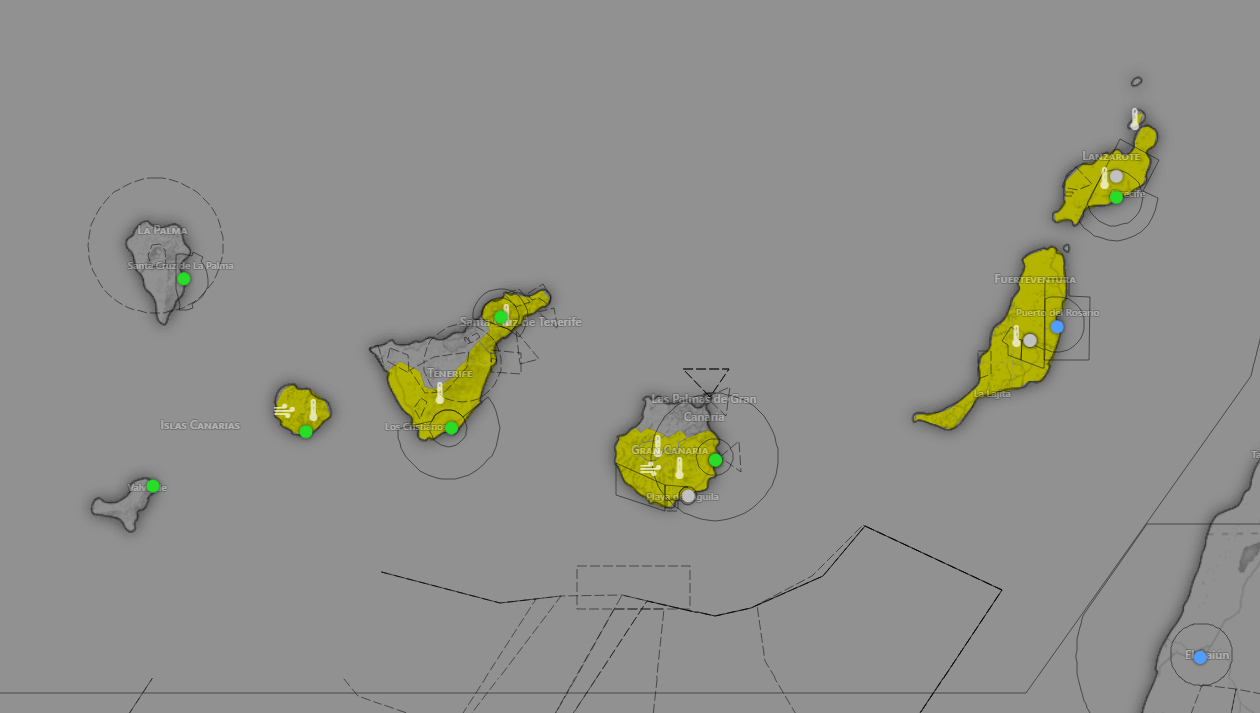 Avisos amarillos activados en Canarias - AEMET