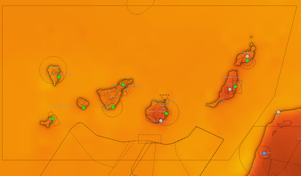Avisos amarillos activados en Canarias - AEMET