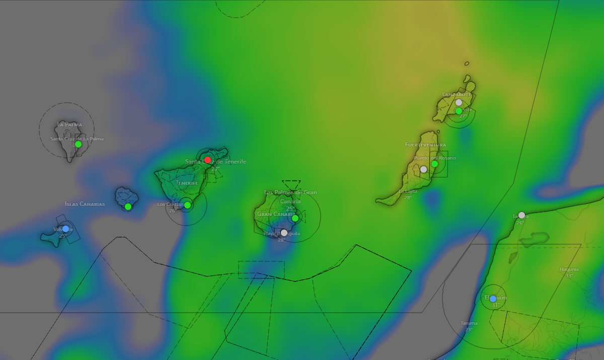 Mapa de la calima en Canarias - AEMET