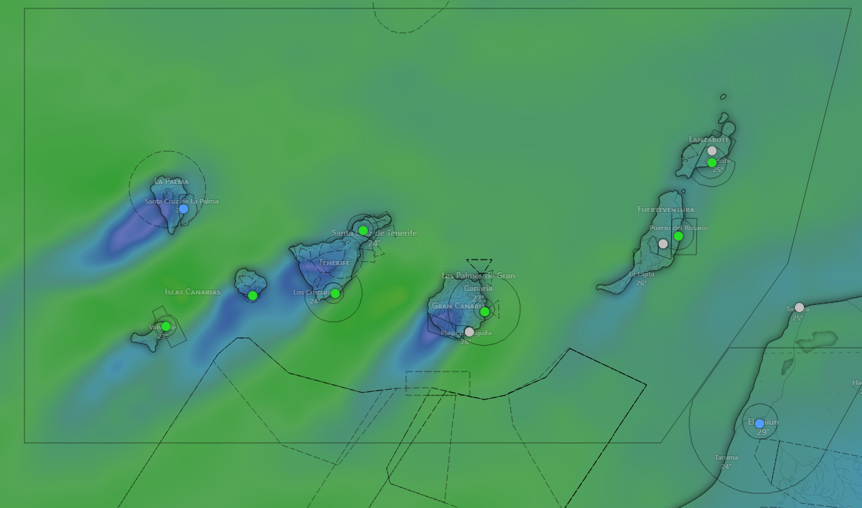 Mapa del viento en Canarias - AEMET