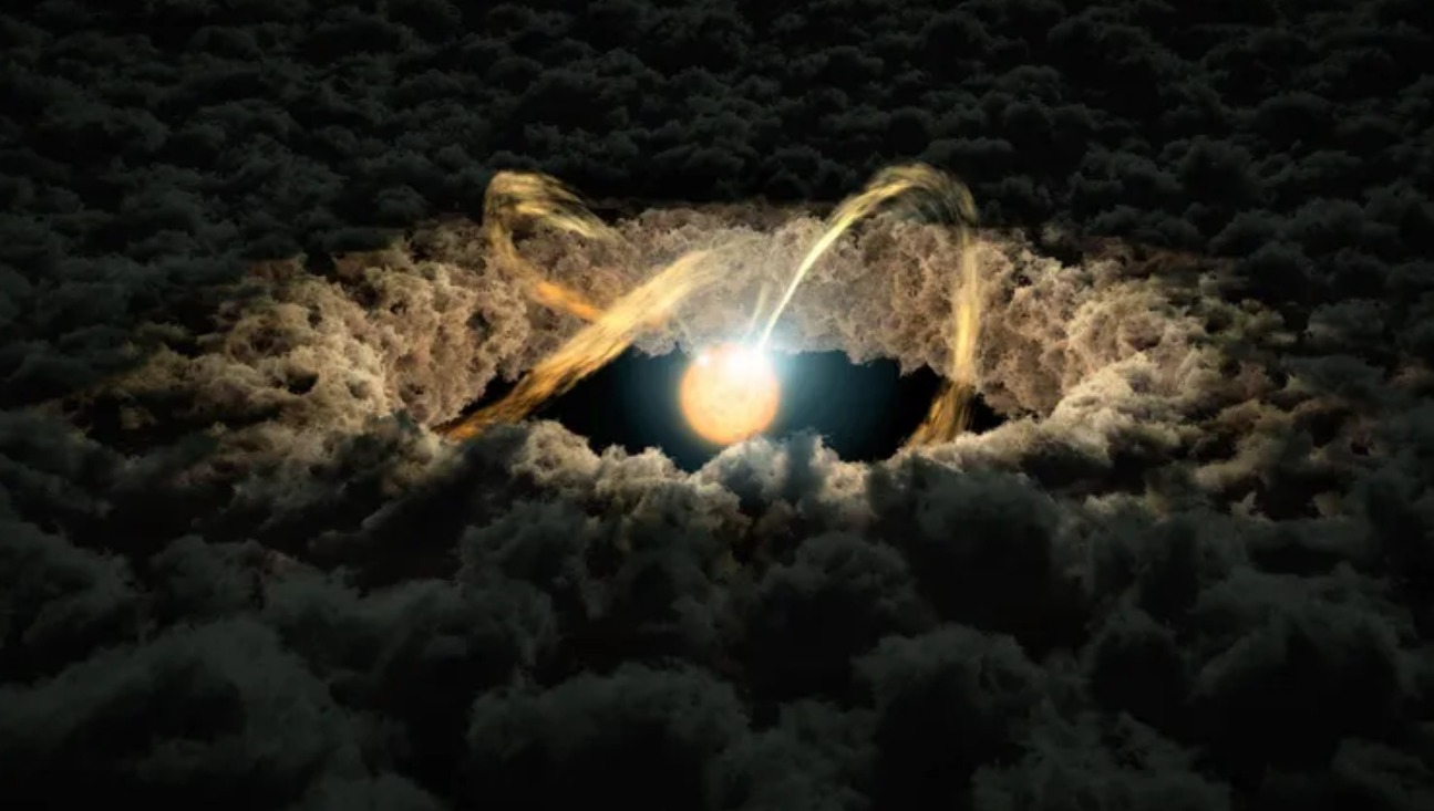 Ilustración de una estrella rodeada por un disco protoplanetario. El material sobrante de la formación de la estrella podría coalescer para formar exoplaneta.(Crédito de la imagen: NASA/JPL-Caltech)