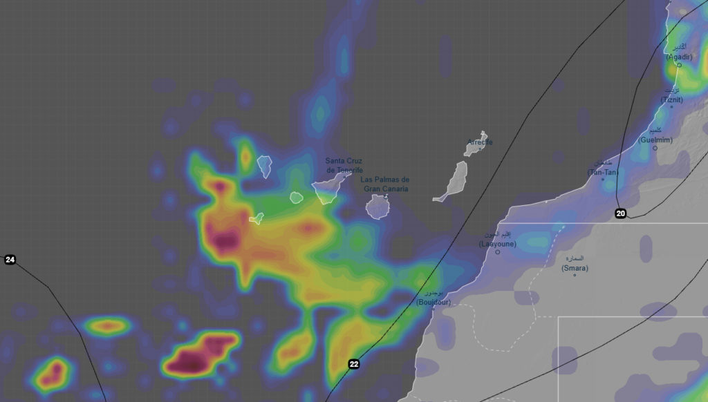 Mapa del tiempo y lluvias en Canarias - AEMET
