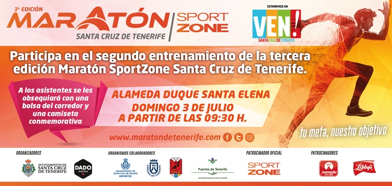 Cartel del segundo entrenamiento que organiza la Maratón Sport Zone de Santa Cruz de Tenerife