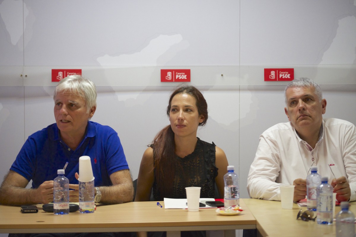 José Miguel Pérez, Patricia Hernández y Manuel Marcos Pérez, en la Ejecutiva Regional del miércoles. / DA