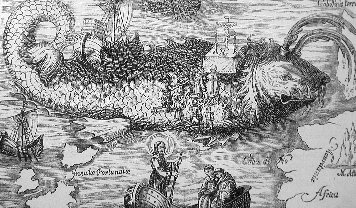 Grabado antiguo que representa a la mítica isla fantasma de San Borondón. DA
