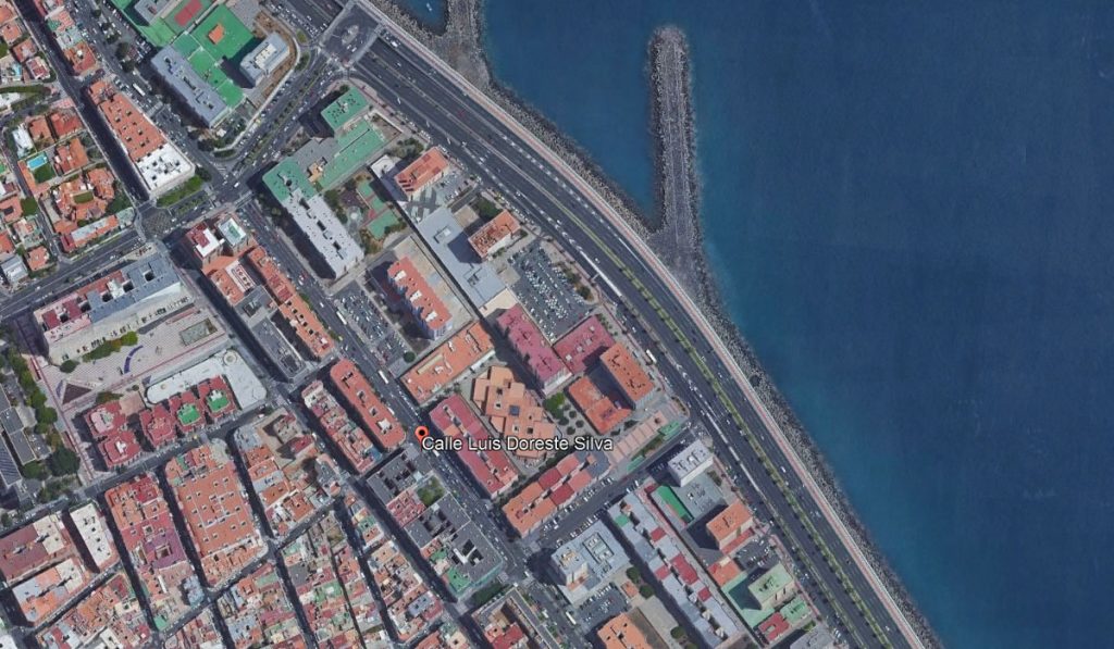 Imagen aérea de la Calle Luis Doreste Silva de Las Palmas de Gran Canaria. Google Earth