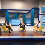 Imagen de los cuatro empresarios que participan en el debate junto con el periodista Antonio Salazar. Reportaje fotográfico: Sergio Méndez
