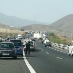 Accidente de un camión y varios vehículos en la TF-1