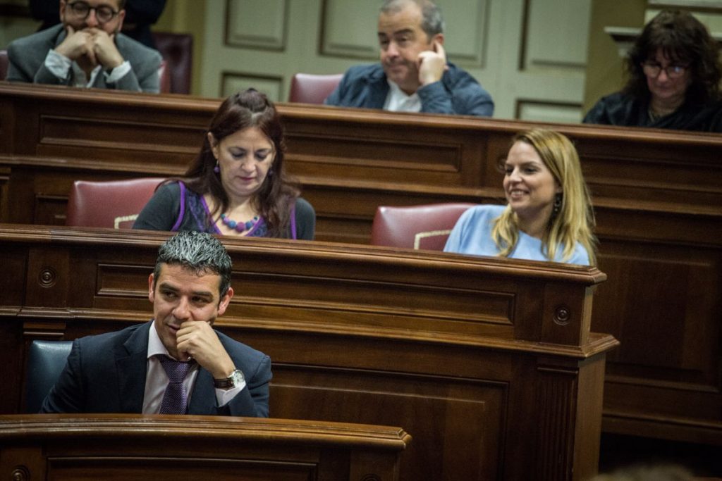 El consejero de Agricultura, Ganadería y Aguas, Narvay Quintero, en su escaño del Parlamento. DA