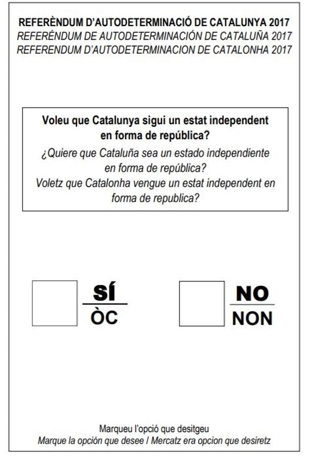 PAPELETA REFERÉNDUM CATALÁN 1-O