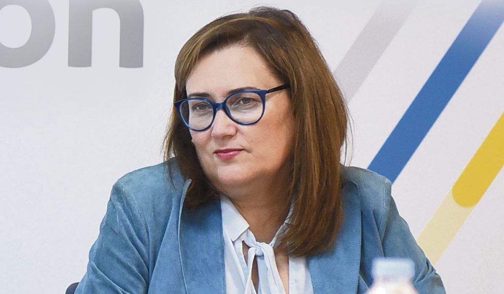 Guadalupe González Taño, durante su comparecencia de ayer tras la reunión de la Comisión Permanente de CC. DA