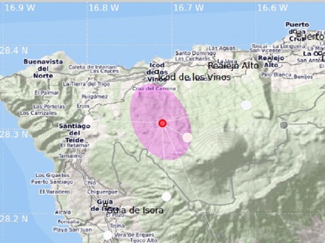 Terremotos en la Dorsal Noroeste de El Teide