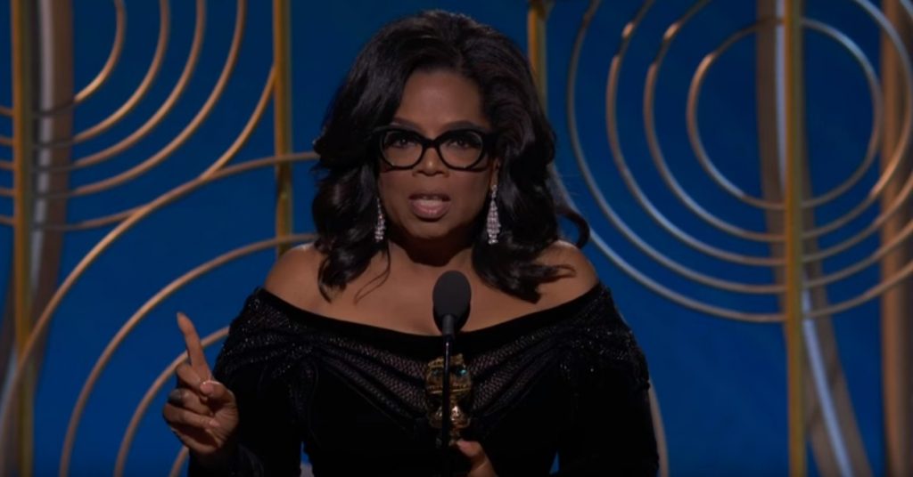 Oprah Winfrey, durante su aclamado discurso en los Globos de Oro 2018