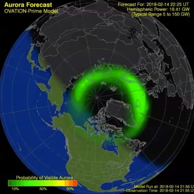 Escala de probabilidad de contemplar auroras boreales. / Daily Mail