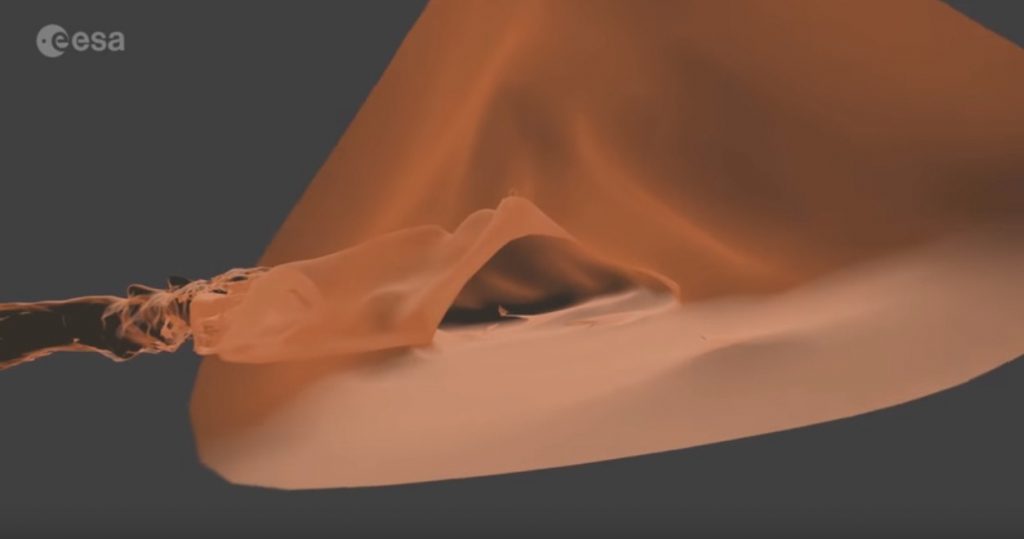 Recreación en 3D del tubo volcánico lanzaroteño. / ESA