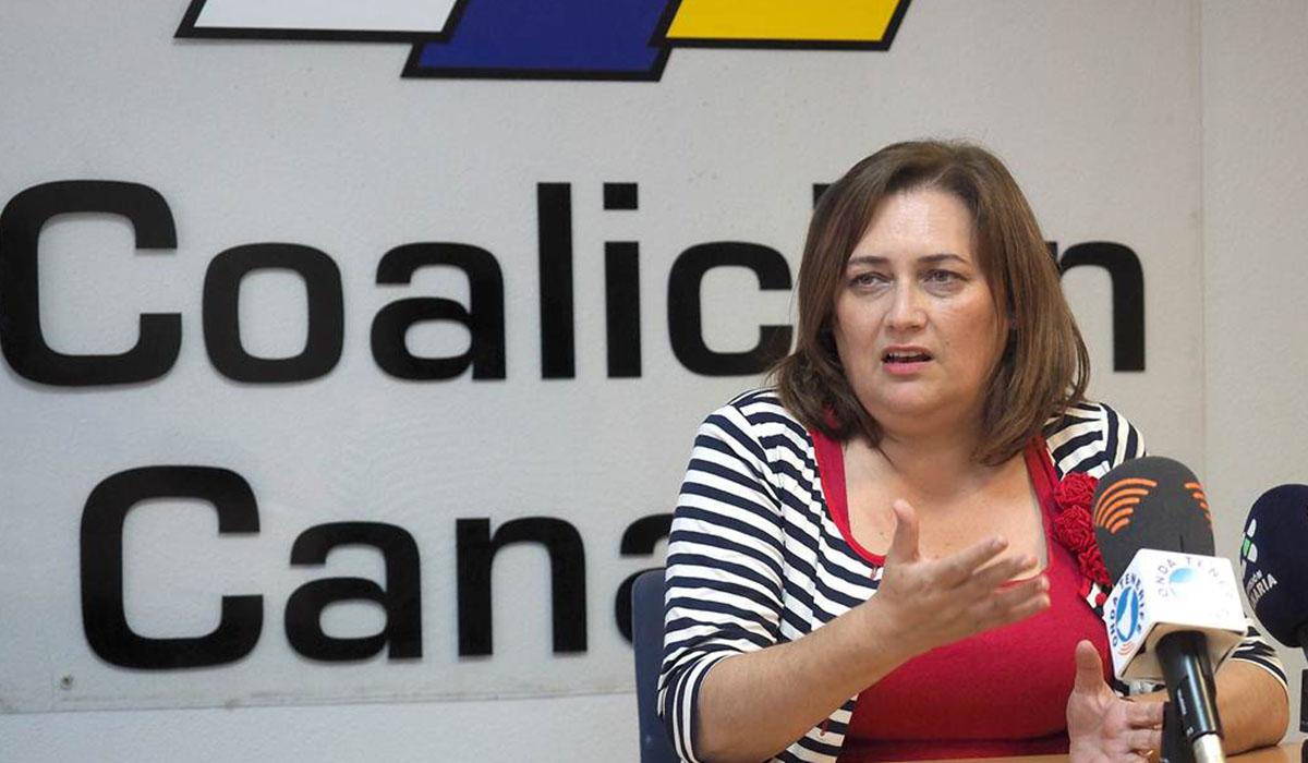 La secretaria de Organización de CC, Guadalupe González Taño, comparece en rueda de prensa. Sergio Méndez