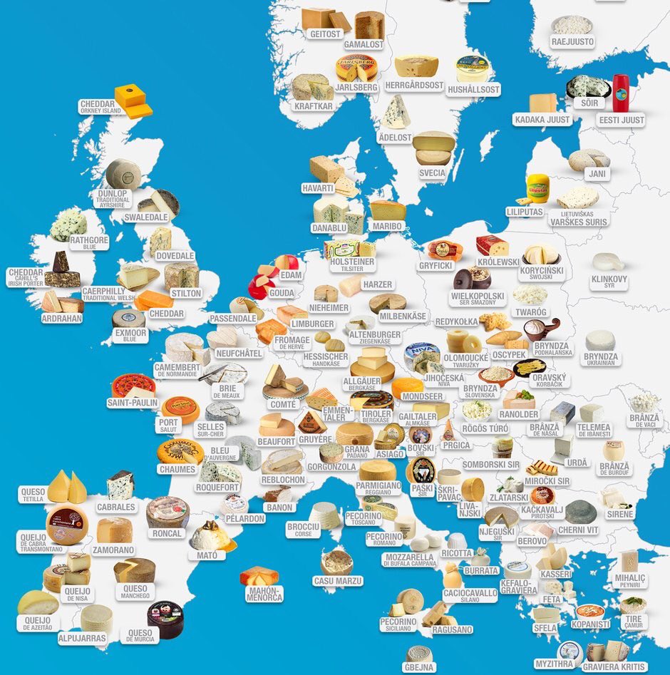 Mapa de los quesos de Europa. / TWITTER