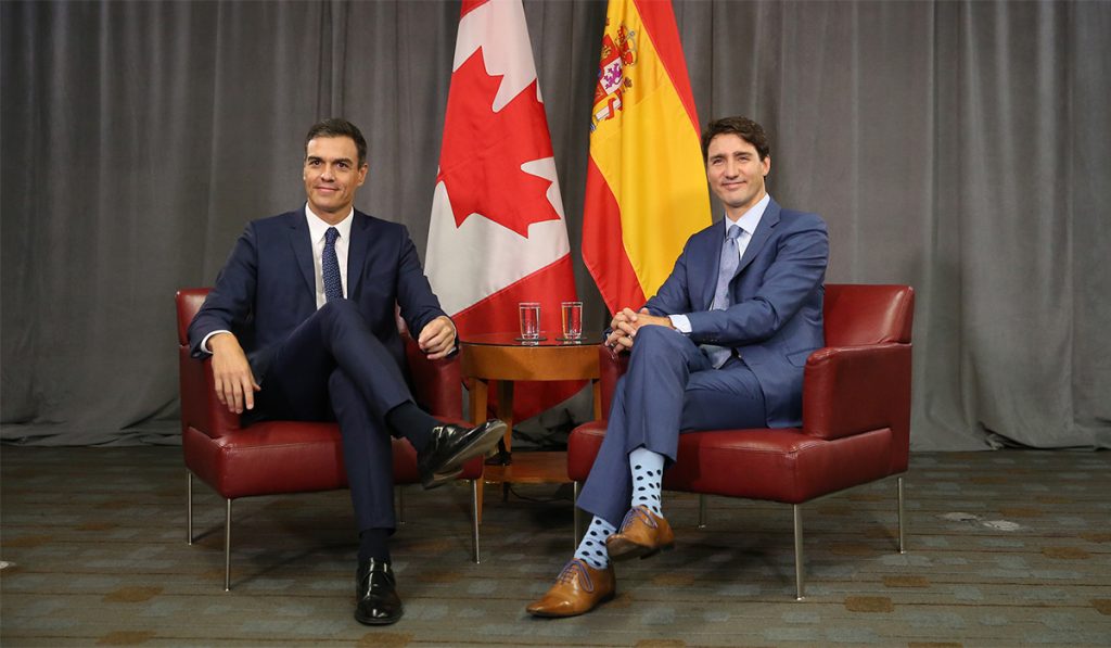 El presidente del Gobierno, Pedro Sánchez y el primer ministro de Canadá, Justin Trudeau, durante su encuentro en Montreal.