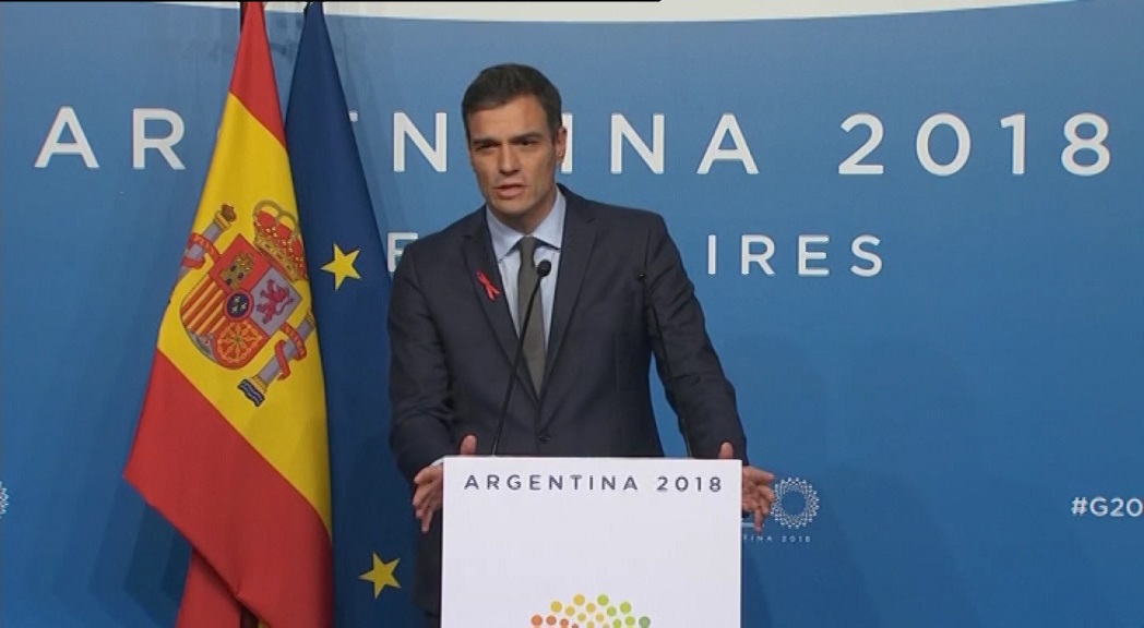 Pedro Sánchez, en la cumbre edl G20 en Argentina. / EP