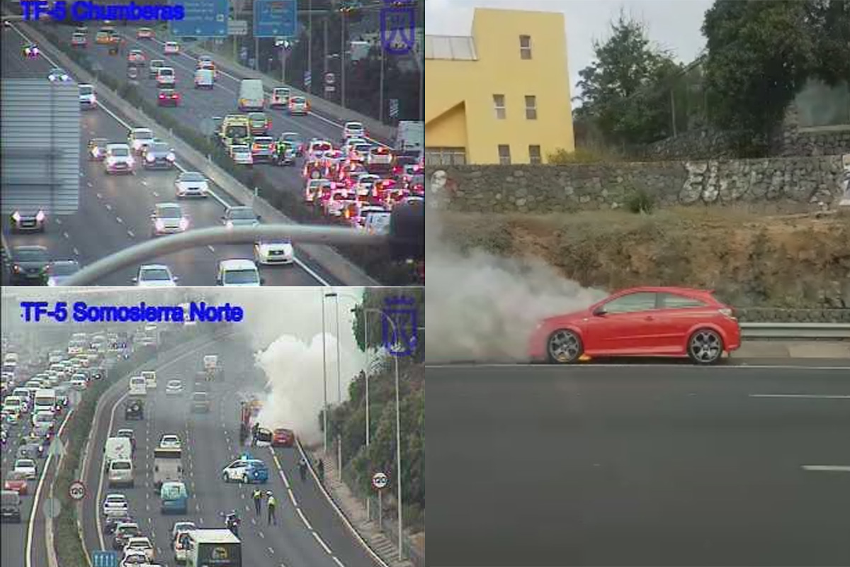COLAPSO TF5 COCHE ARDIENDO COLISIÓN