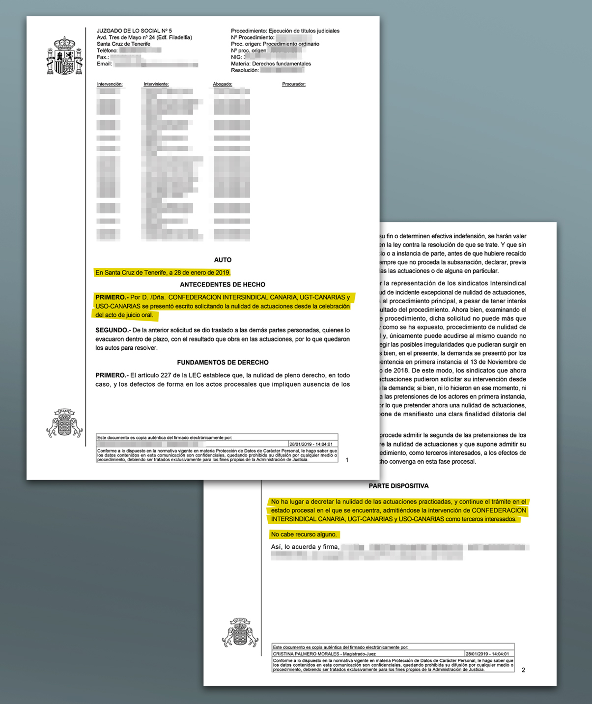 AUTO JUDICIAL SINDICAL TITSA