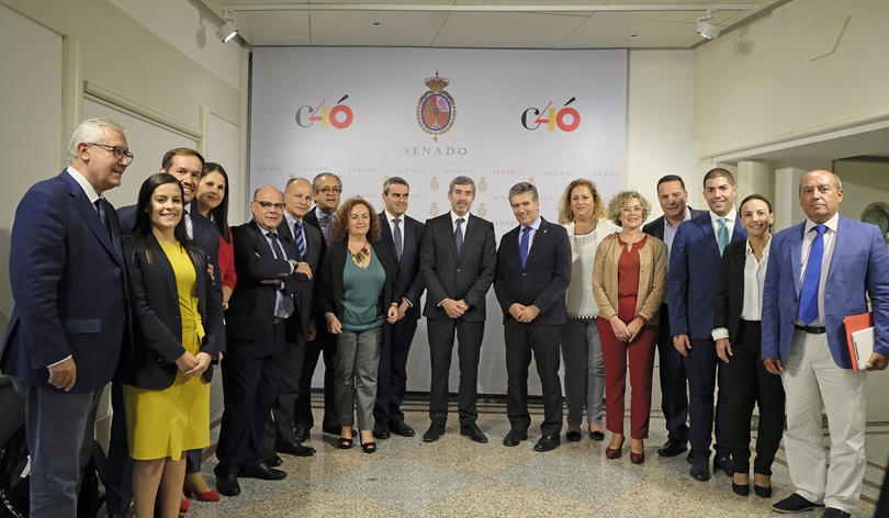 Una delegación del Parlamento de Canarias, en el Senado. / DA