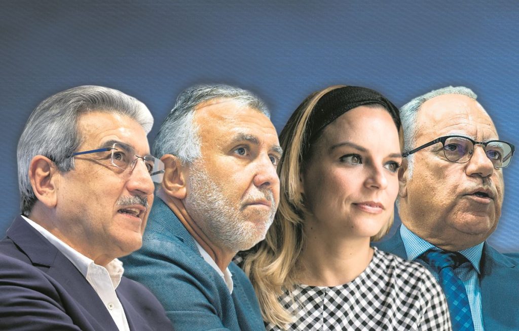 Román Rodríguez (NC), Ángel Víctor Torres (PSOE), Noemí Santana (Sí Podemos) y Casimiro Curbelo (ASG). DA