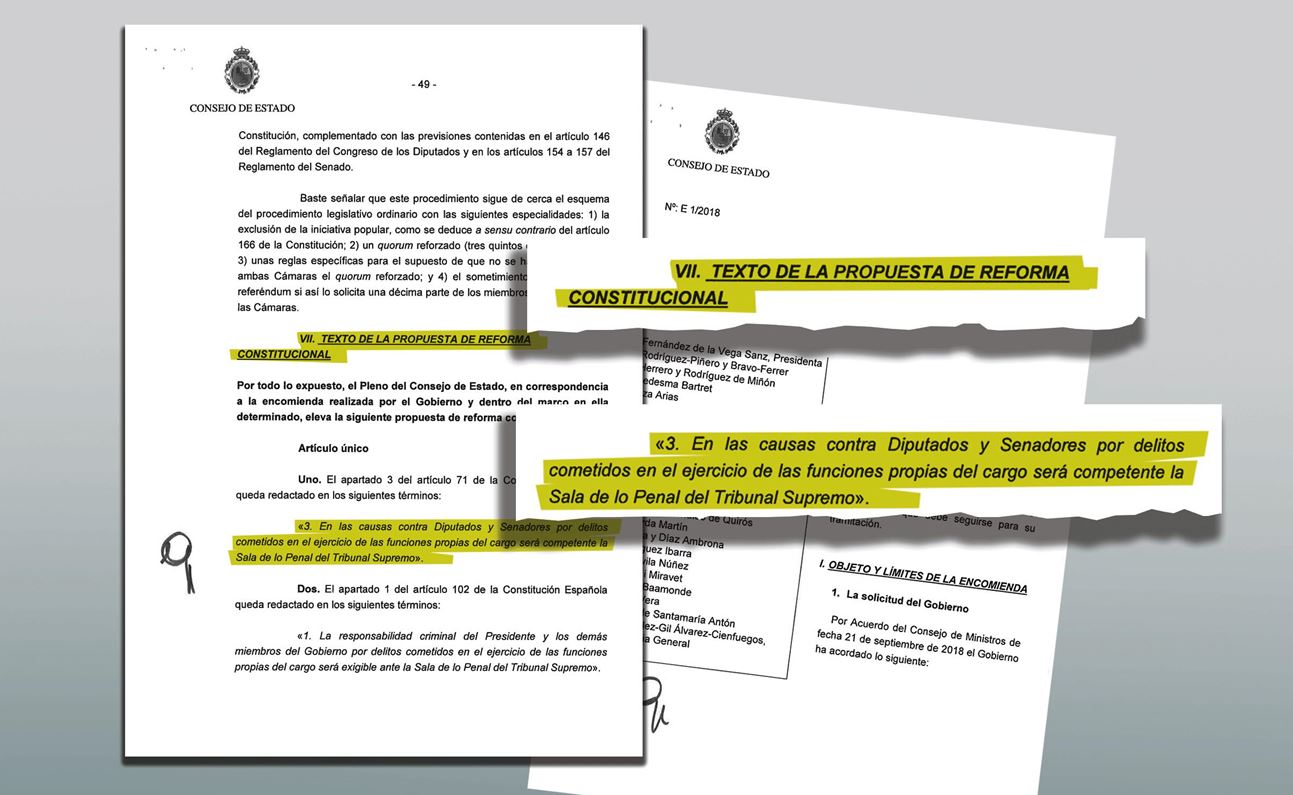 Informe del Consejo de Estado sobre la abortada reforma constitucional del Ejecutivo central sobre los aforamientos. DA