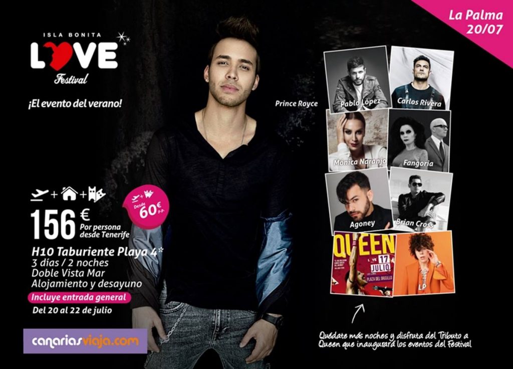Prince Royce, Carlos Rivera, Mónica Naranjo, Pablo López, Fangoria, LP y Brian Cross son algunos de los nombres del cartel del macroconcierto. DA