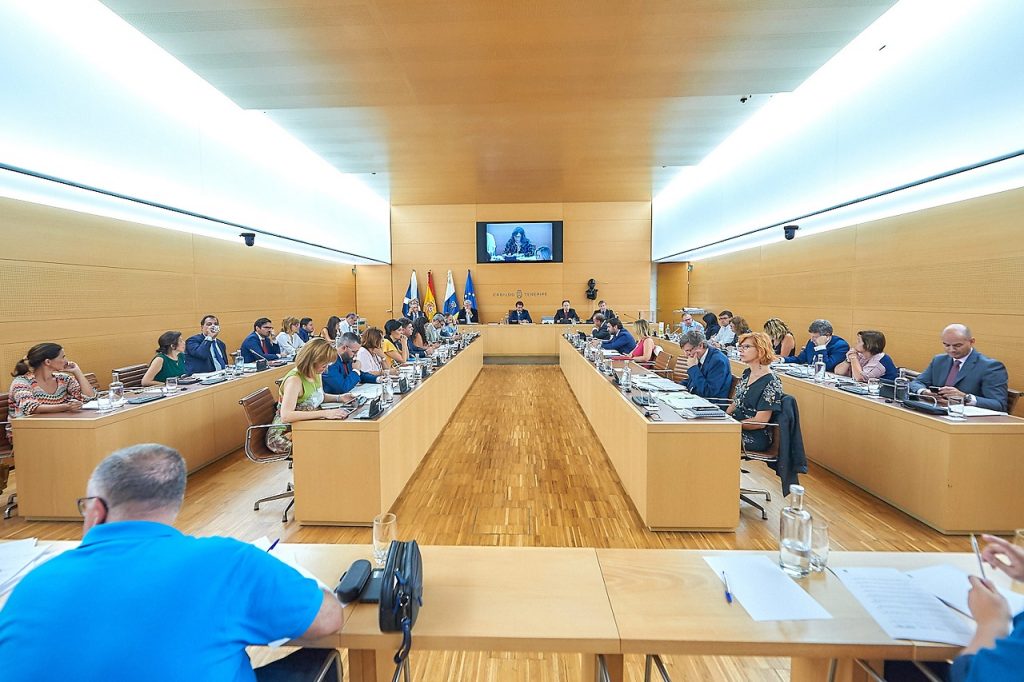 Imagen de un pleno del Cabildo tinerfeño del anterior mandato, en el que cogobernaban nacionalistas y socialistas, pacto que no se repetirá en esta ocasión. Sergio Méndez