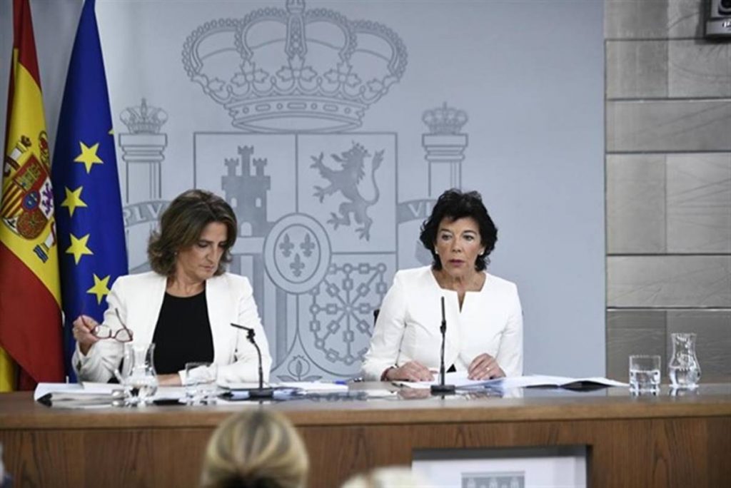 Rueda de prensa posterior al Consejo de Ministros, ayer en el palacio de la Moncloa. DA