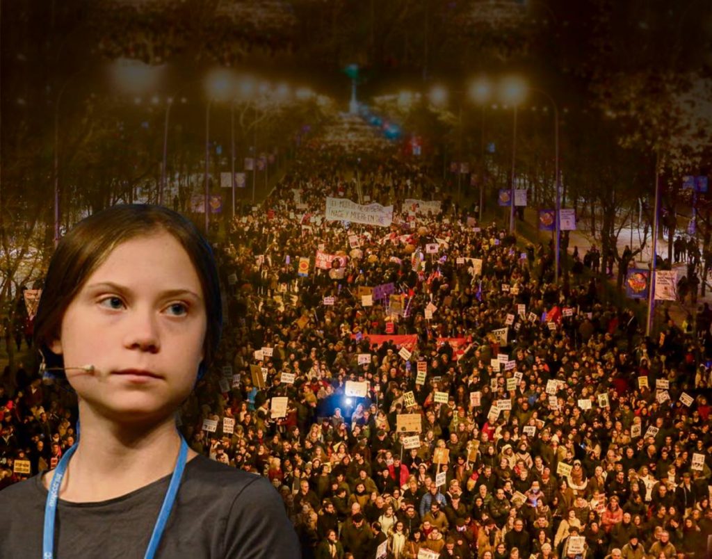 La joven activista sueca Greta Thunberg participó ayer en la Marcha por el Clima, que debió abandonar por seguridad, pero hizo oír su voz crítica.