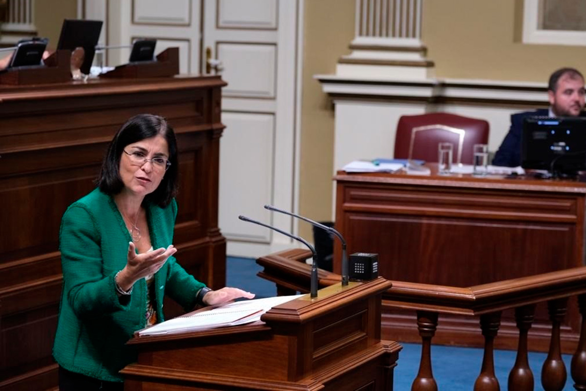 Carolina Darias, durante una Intervención en el Parlamento Canario. DA