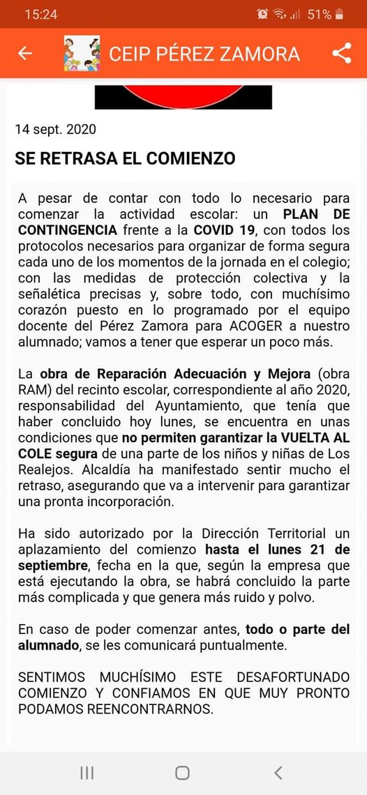 Comunicado del centro. DA