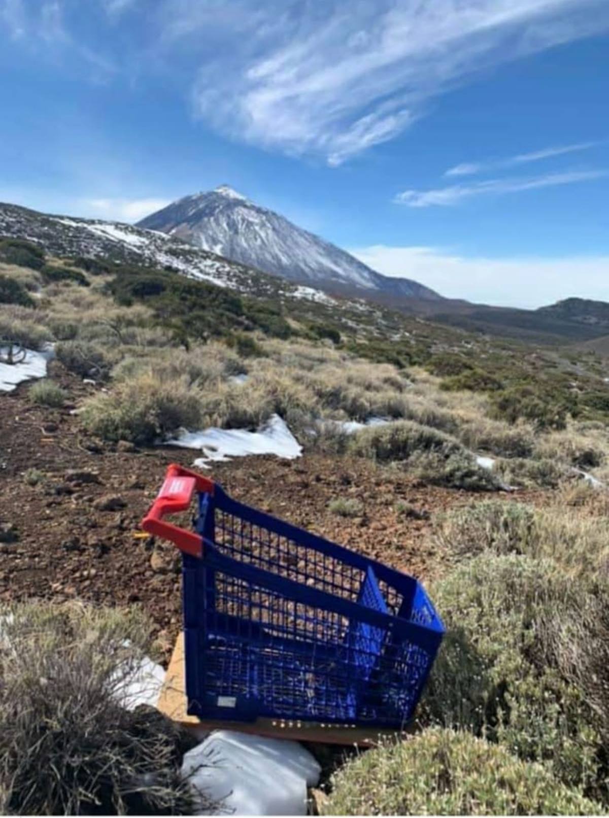 Carro de la compra en el Parque Nacional del Teide. Isaac Rojas-Telesforo Bravo (Facebook)