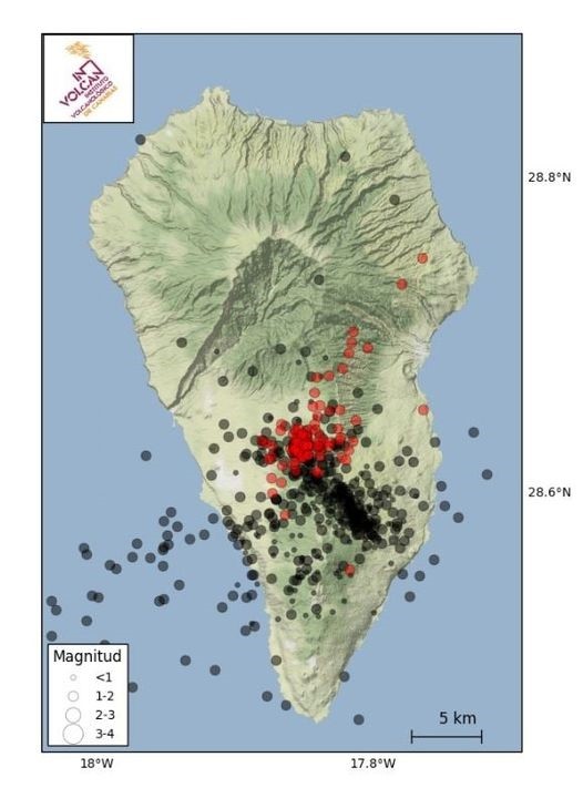 El Involcan registra cerca de cien seísmos en el volcán de Cumbre Vieja (La Palma)