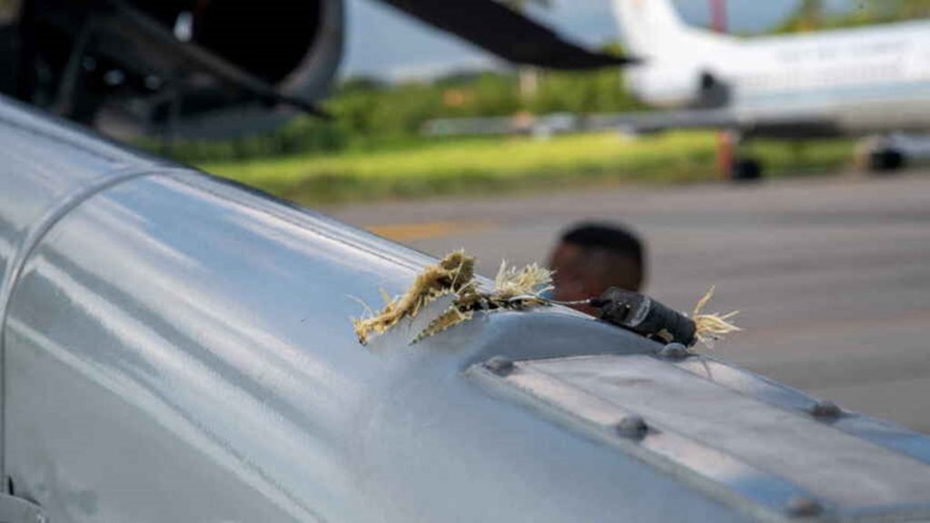 Impactos en el helicóptero de Duque. Reuters