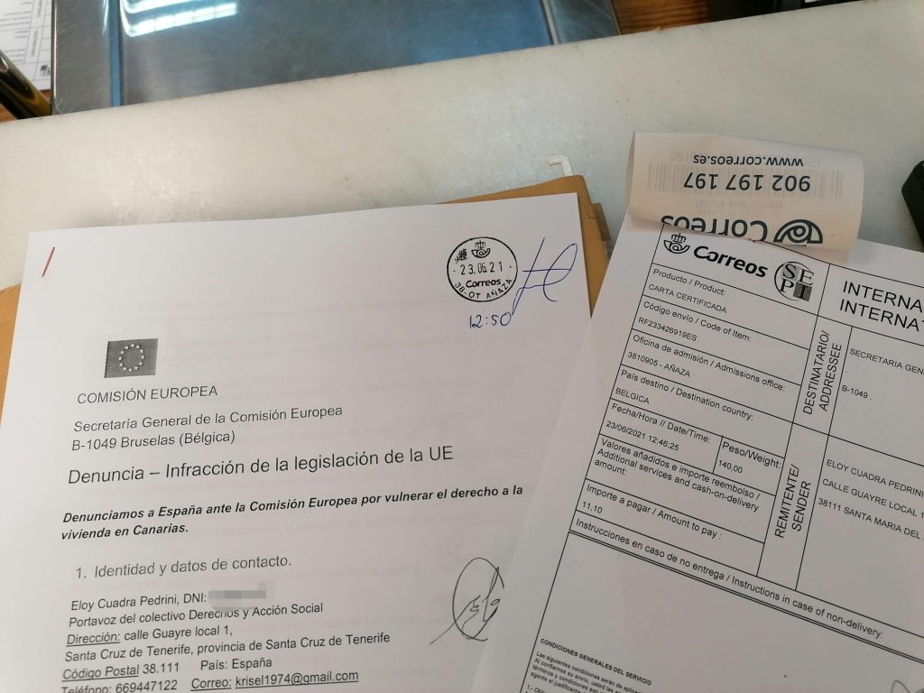 Denuncia remitida por correo a la Comisión Europea / DA