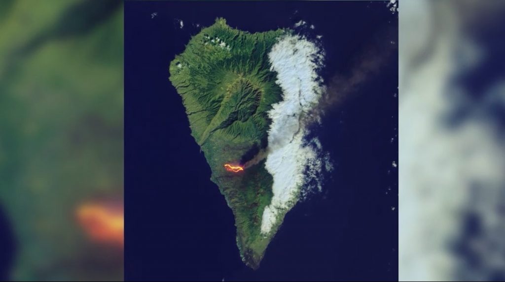 La lava marca hasta el espacio la superficie de La Palma