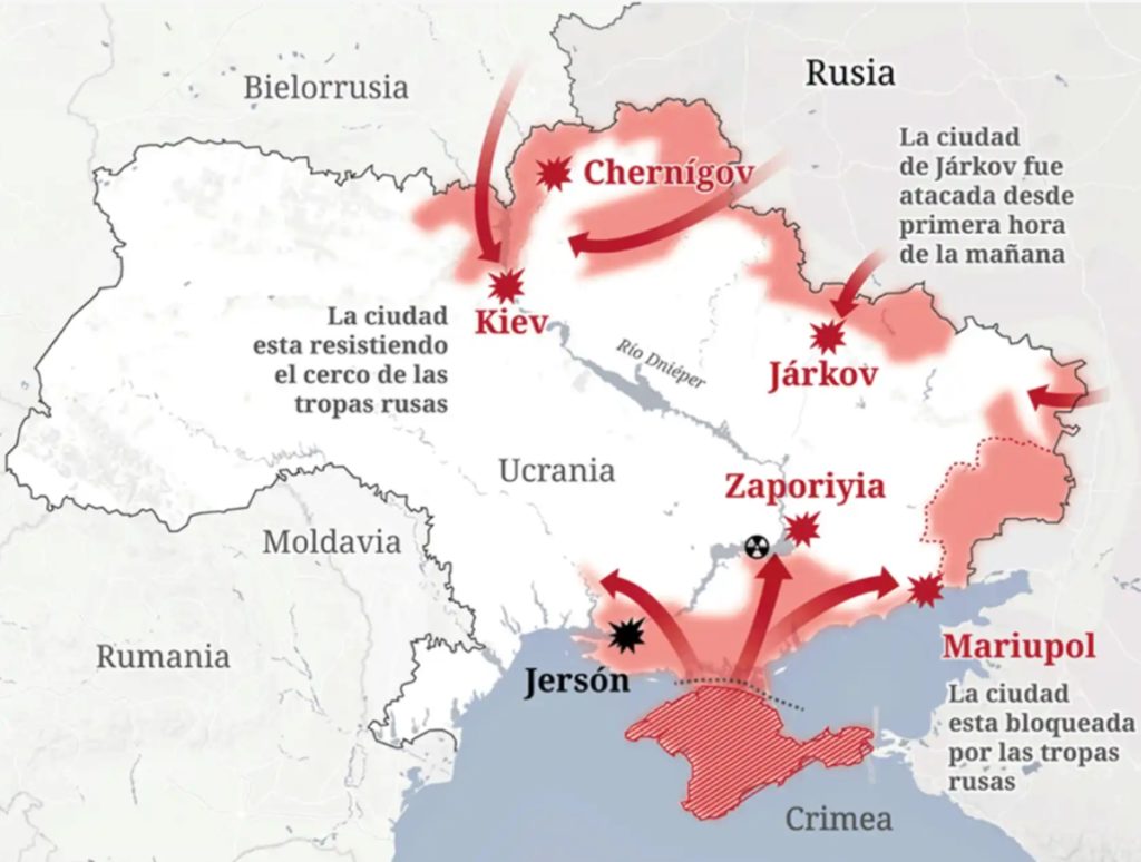 Fuente: Fuerzas Armadas de Ucrania, Interfax, The New York Times, ISW y El Español