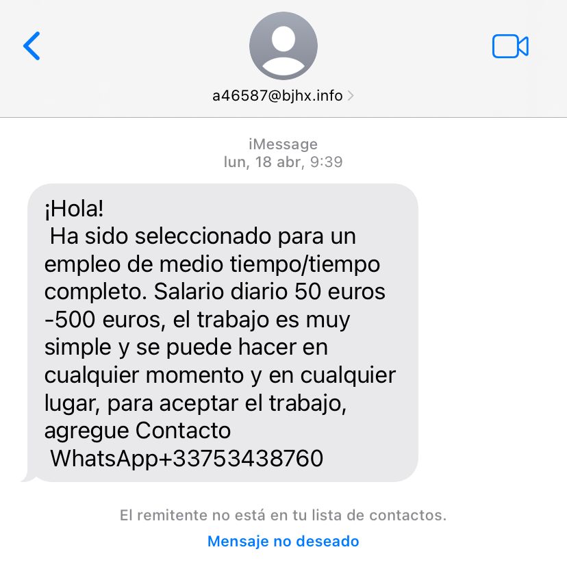 Ofertas de trabajo sospechosas