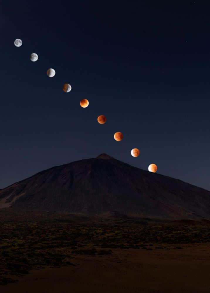 Eclipse lunar frente al Teide. Imanol Zuaznabar
